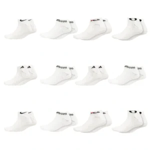 Kit 12 Pares Meias Soquete Branca Marcas Variadas